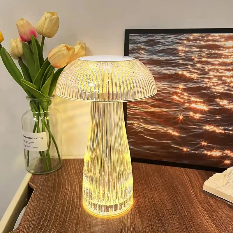 china new home Bedroom creative led touch remote control crystal mushroom table lamp