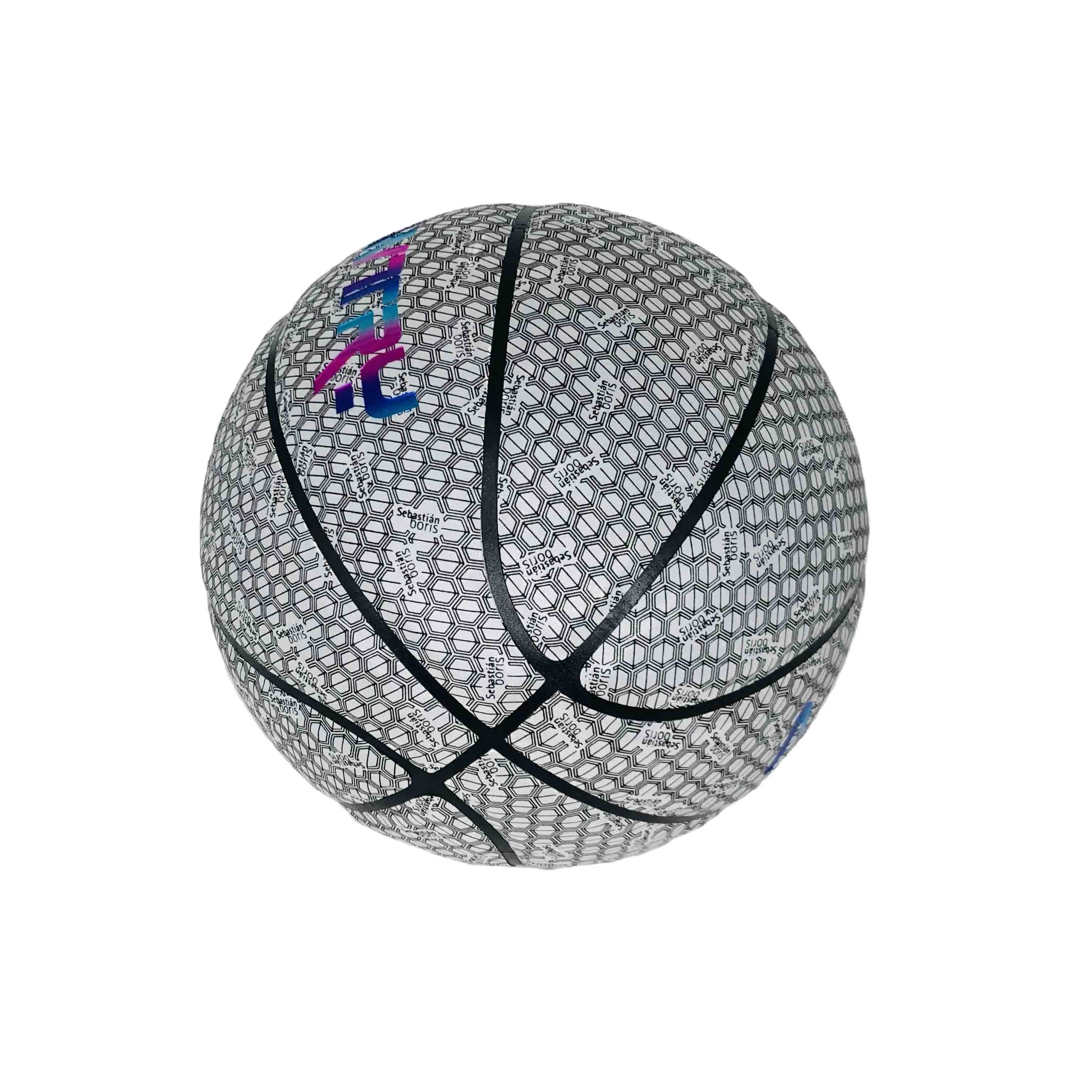 Custom Logo Glowing Holographic Basketball Reflective Shiny Leather Ball on Sale-Glow in the Dark Basketball Personalized Design