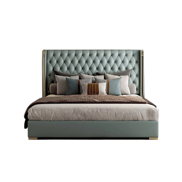 Simple and Light Luxury Size Bedside Optional Bedroom Double Bed fashion Style High-Quality Bedroom Furniture Wedding Bed