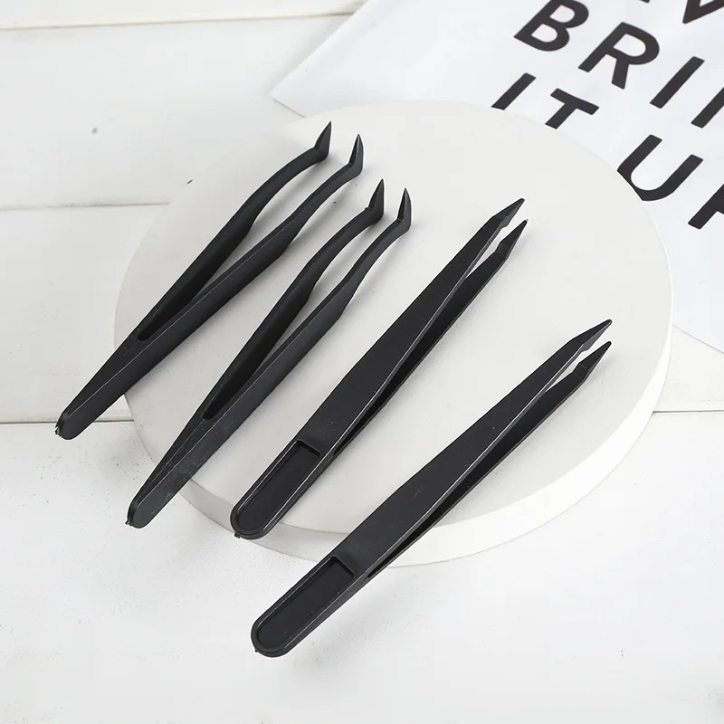 ABS Plastic Material Eyelash Extension Straight Tweezer Curved Head Diy Hand Make Tweezers Tool Cheap