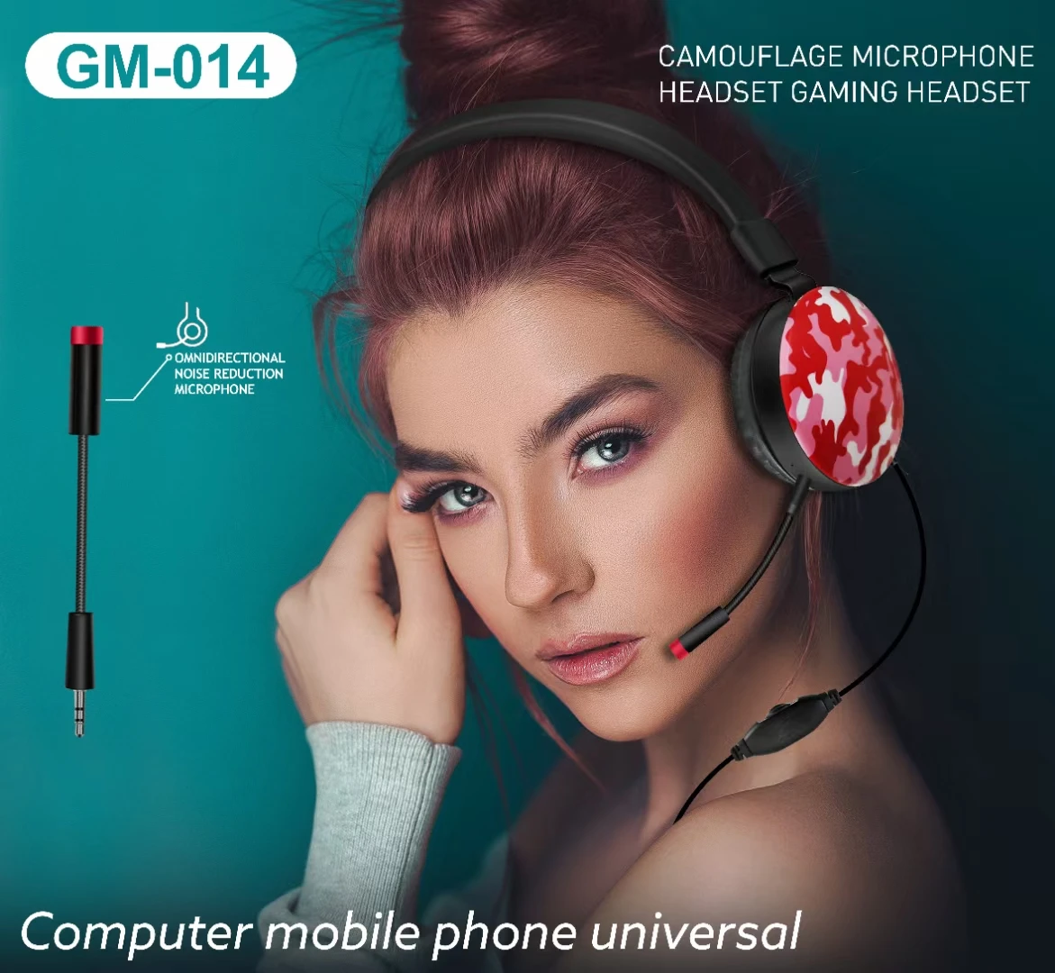 Camouflage Wired Noise Canceling Headset Usb Computer Call Center Headset Microphone Professional Stereo Pc Gaming Headset GM015