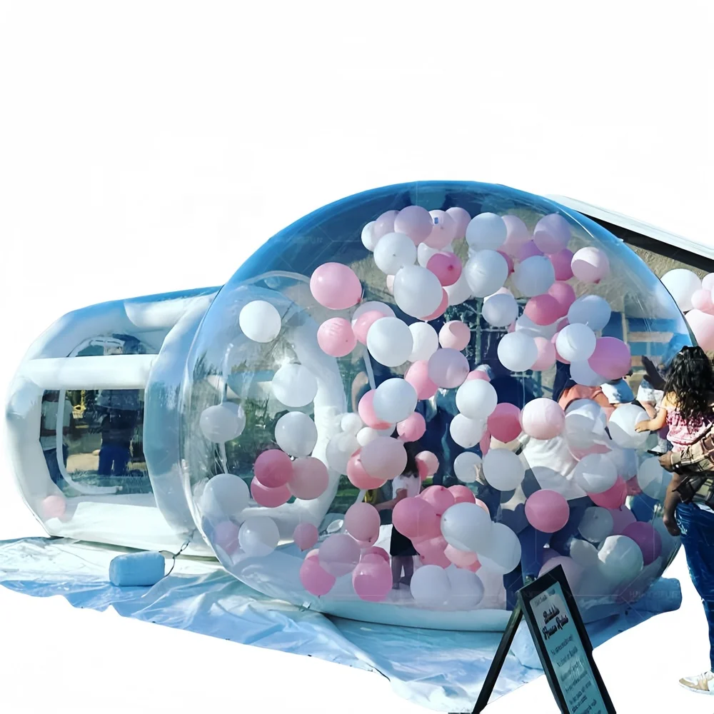 Outdoor inflatable transparent bubble tent, big inflatable round tent with bed