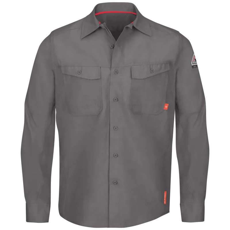 FR Work Shirt Ideal for Welding and Oil Worker western style Mens Fr Flame Resistant Western Long Sleeve Two Pocket Snap Shirt
