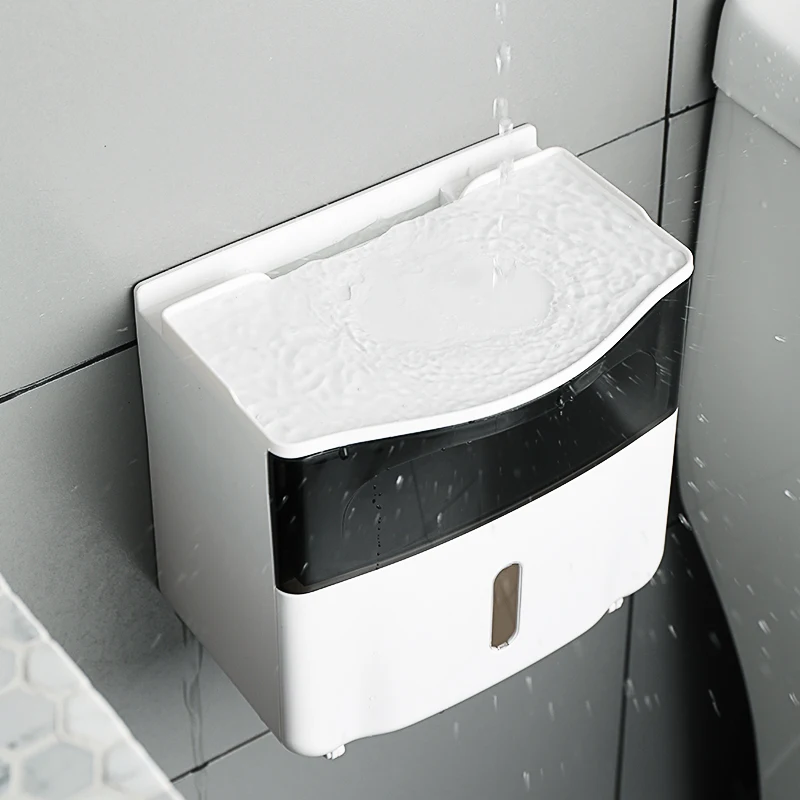 Good Quality Versatile Multifunctional Wall Mount ABS PS Plastic Tissue Box case With Drawer for Bathroom