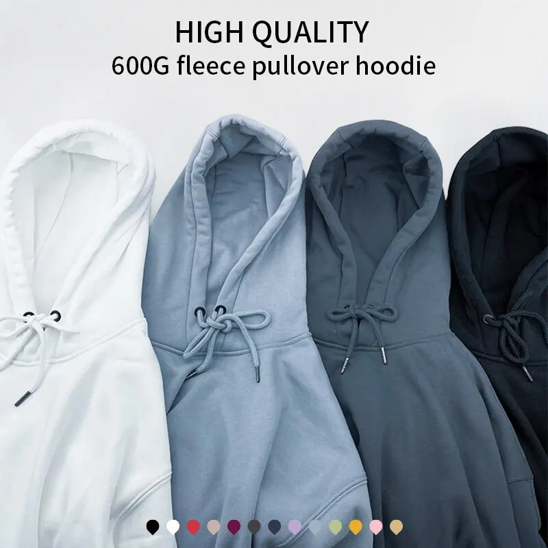 Custom Design Men Streetwear Sweatshirt Warm Fleece Pullover Hooded Winter Solid Colors 100% Cotton Hoodies