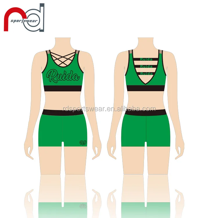 Custom new design top quality new design team sport club sublimated girls cheerleading practice wear