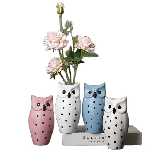 Wholesale Animal Lovely Owl Vase Ceramic Flower Pot  Home Decoration Cactus Flowerpot Owl Pot