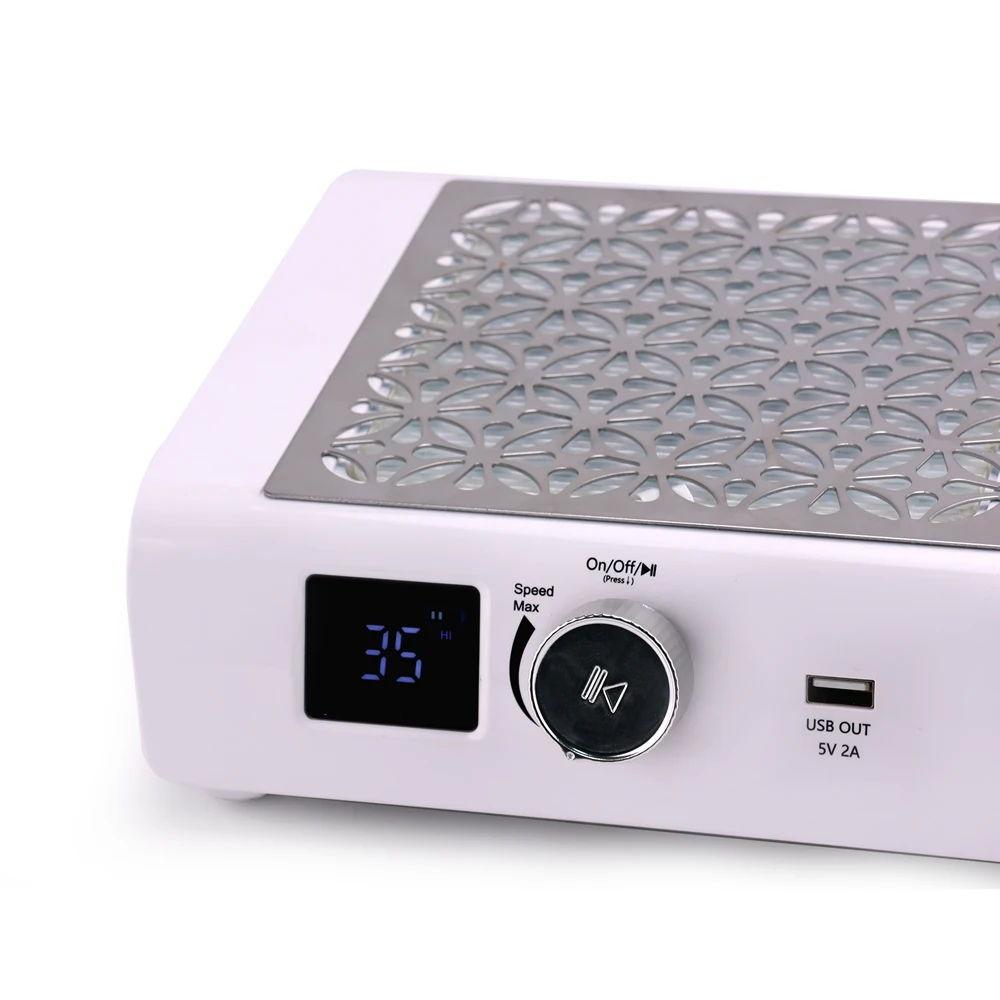 Patented Design 4,500rpm Strong Suction Power 85W Brushless Rechargeable Electric Nail Dust Collector Fan Vacuum Salon Use