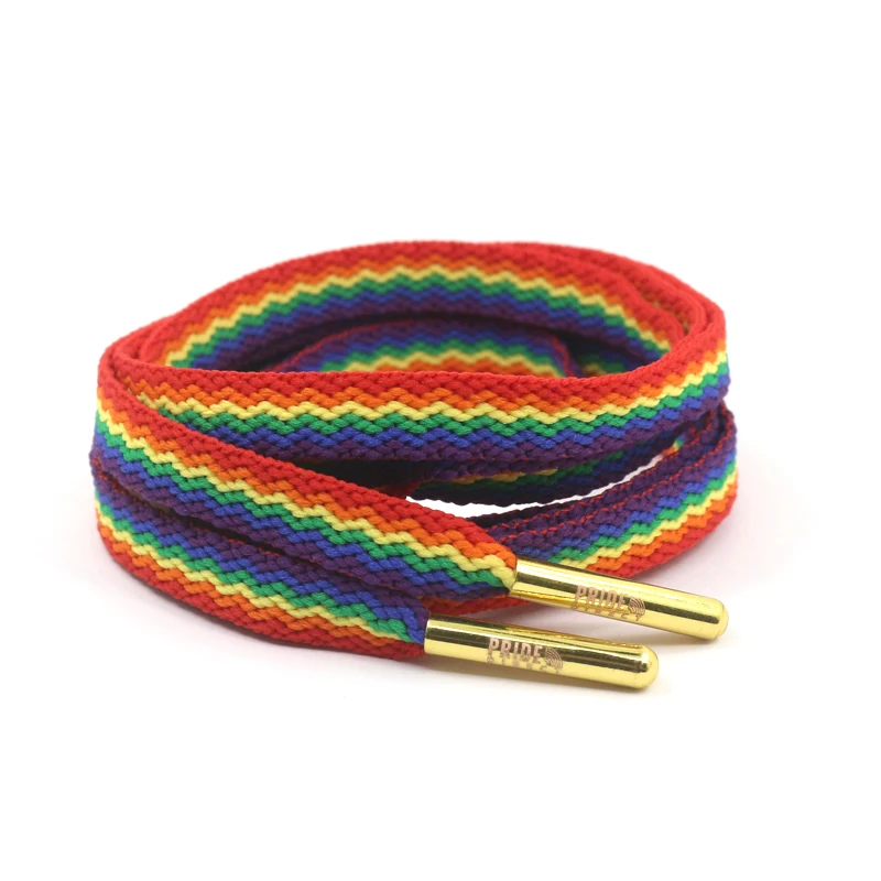 Wholesale custom logo shoe lace flat printed polyester sublimation replacement rainbow shoelaces for aj sneaker