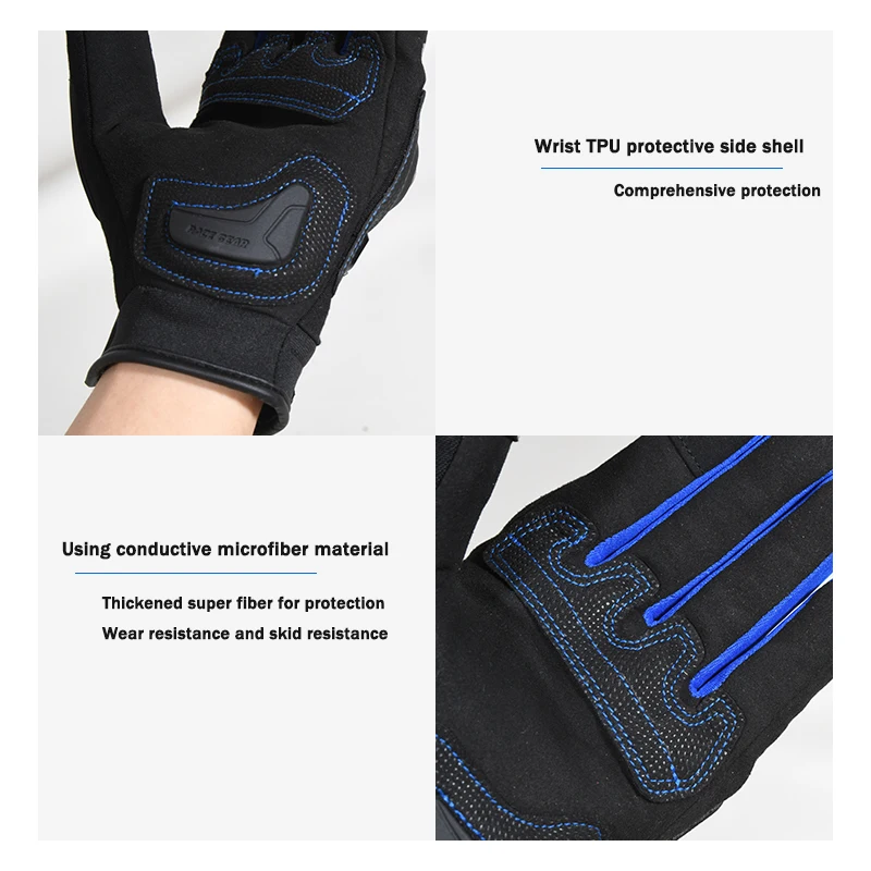 High quality Full Finger Off-Road MTB MX Anti-slip Shockproof Hard Knuckle women man gloves touch screen Black,Red,Blue,Green