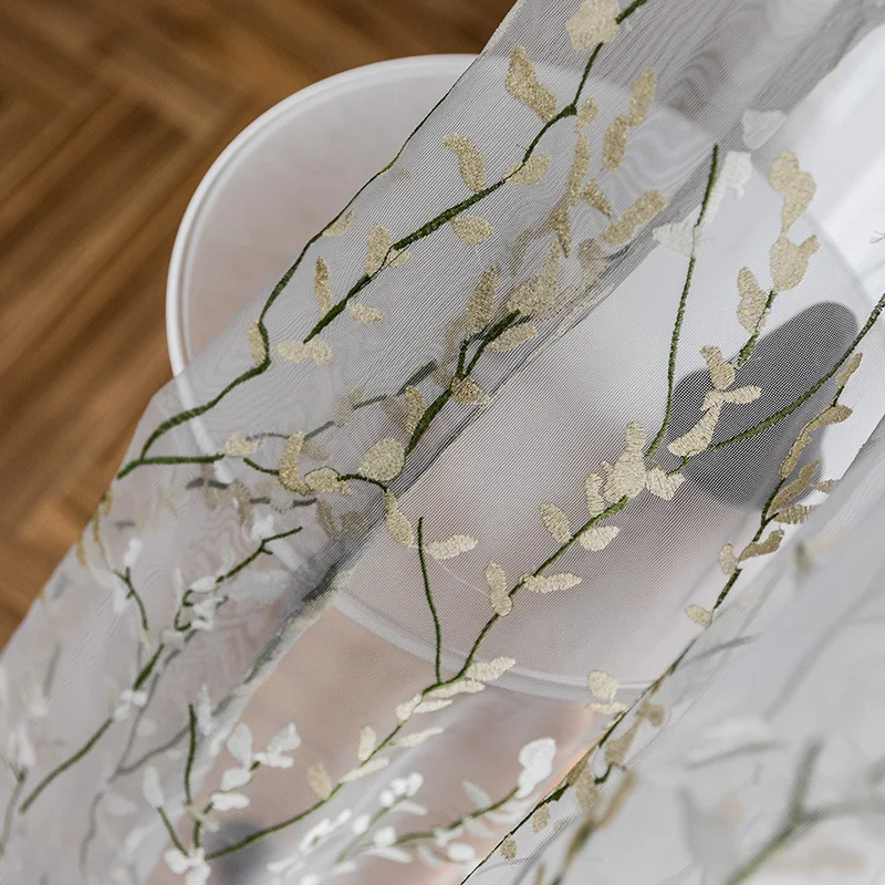 
Wholesale Window Curtains Screening Blackout Sunscreen Embroidery Fabric Curtain 