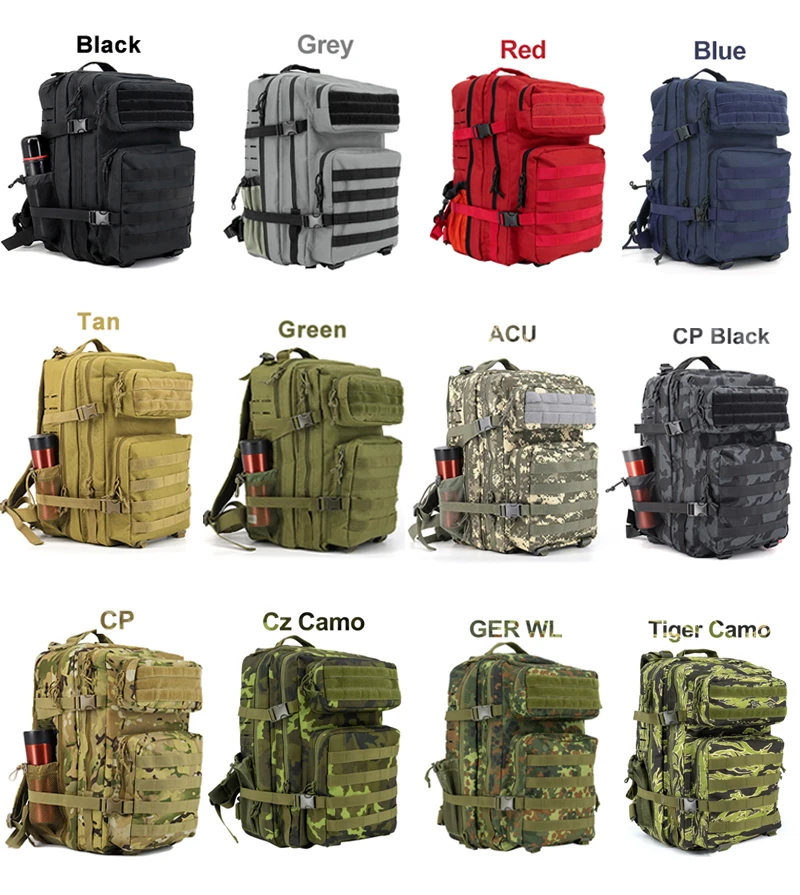 ES 45L Impermeable al aire libre Deporte Mochila Gimnasio Tactical Molle Bolsa Entrenamiento Mochilas Tactical