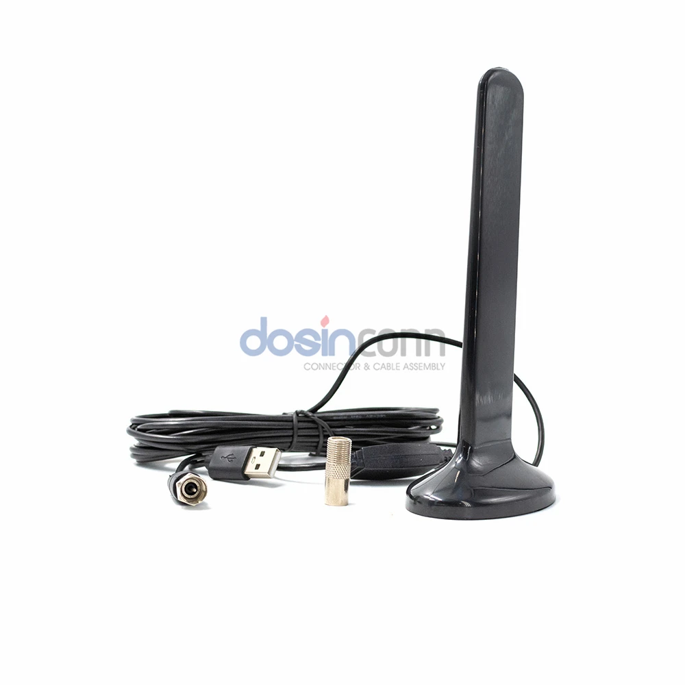 170-230MHz / 470-862MHz Magnetic Base TV Antenna with F Male IEC Male Connector