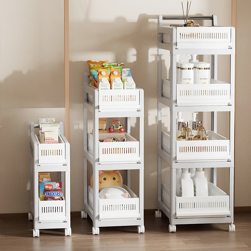 Home Plastic Children Toy Vegetables Fruit Kitchen Tool Storage Box Rack Shelf With Wheel