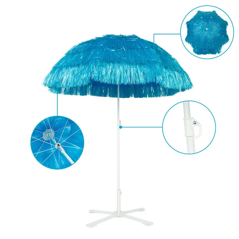 Hot sale popular straw beach umbrella PP grass umbrella outdoor windproof sunshade Hawaiian sun parasol