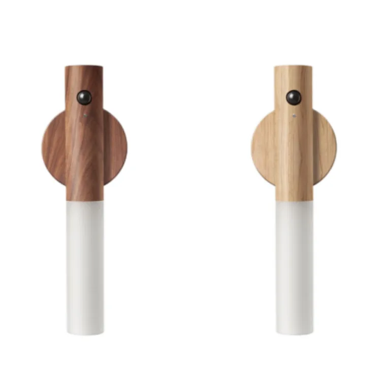 Inductive PIR Wireless Magnetic Smart Indoor Wall Staircase Lamp USB Rechargeable Wood Led Motion Sensor Night Light