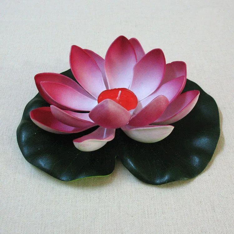 Factory Colorful  Chinese Lotus  Water Floating Lantern Flower Lights  Floating Lotus Water Lantern With Candle