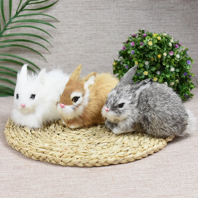 Unisex Cute Simulation Little White Rabbit Toy Easter Holiday Gift Plush Bunny for Children Home Decoration