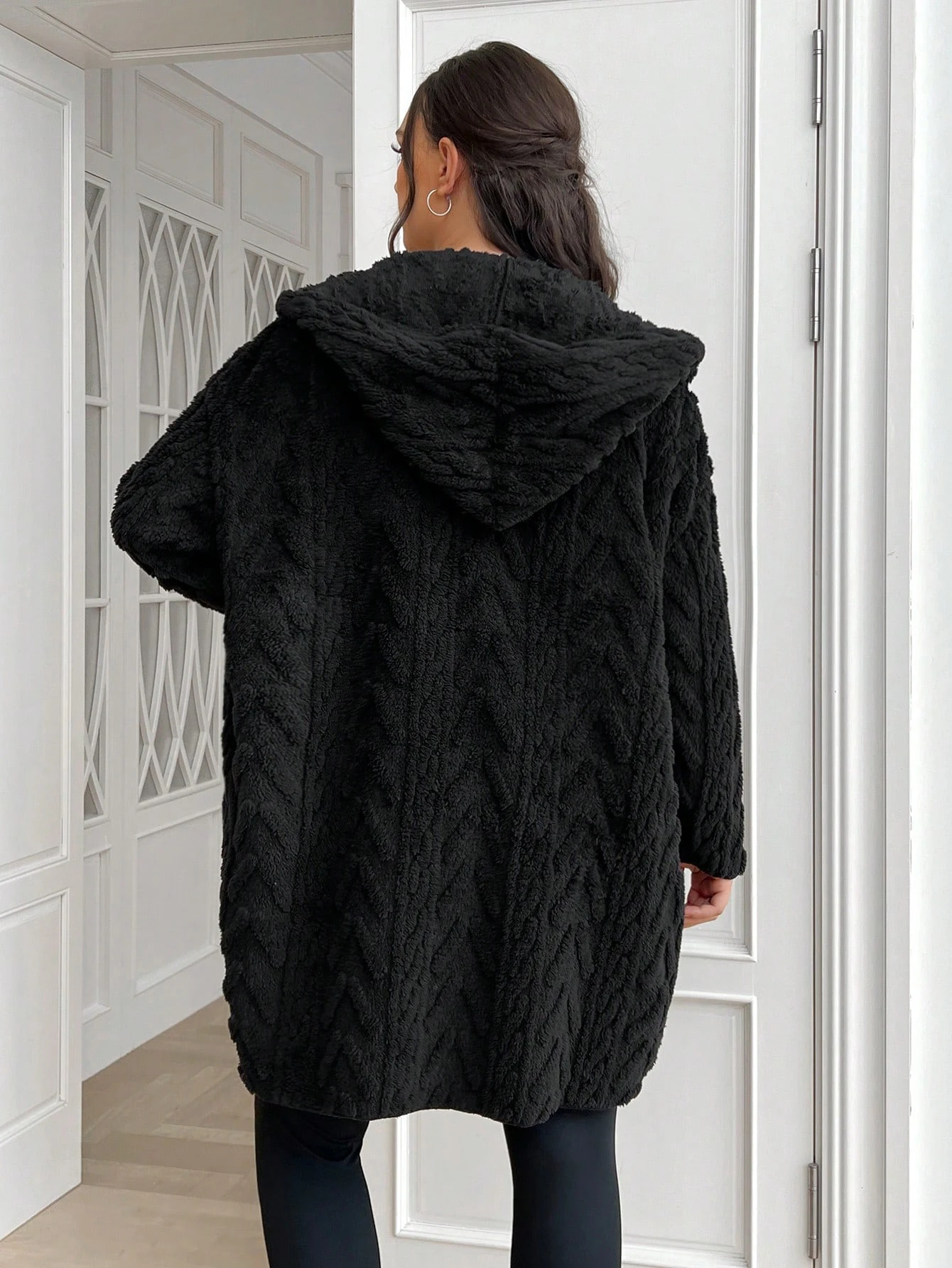 High Quality Custom Winter Clothes for Women Plus Size Thick Fleece Long Fur Coat Lined Cardigan Warm Sherpa Fleece Jacket