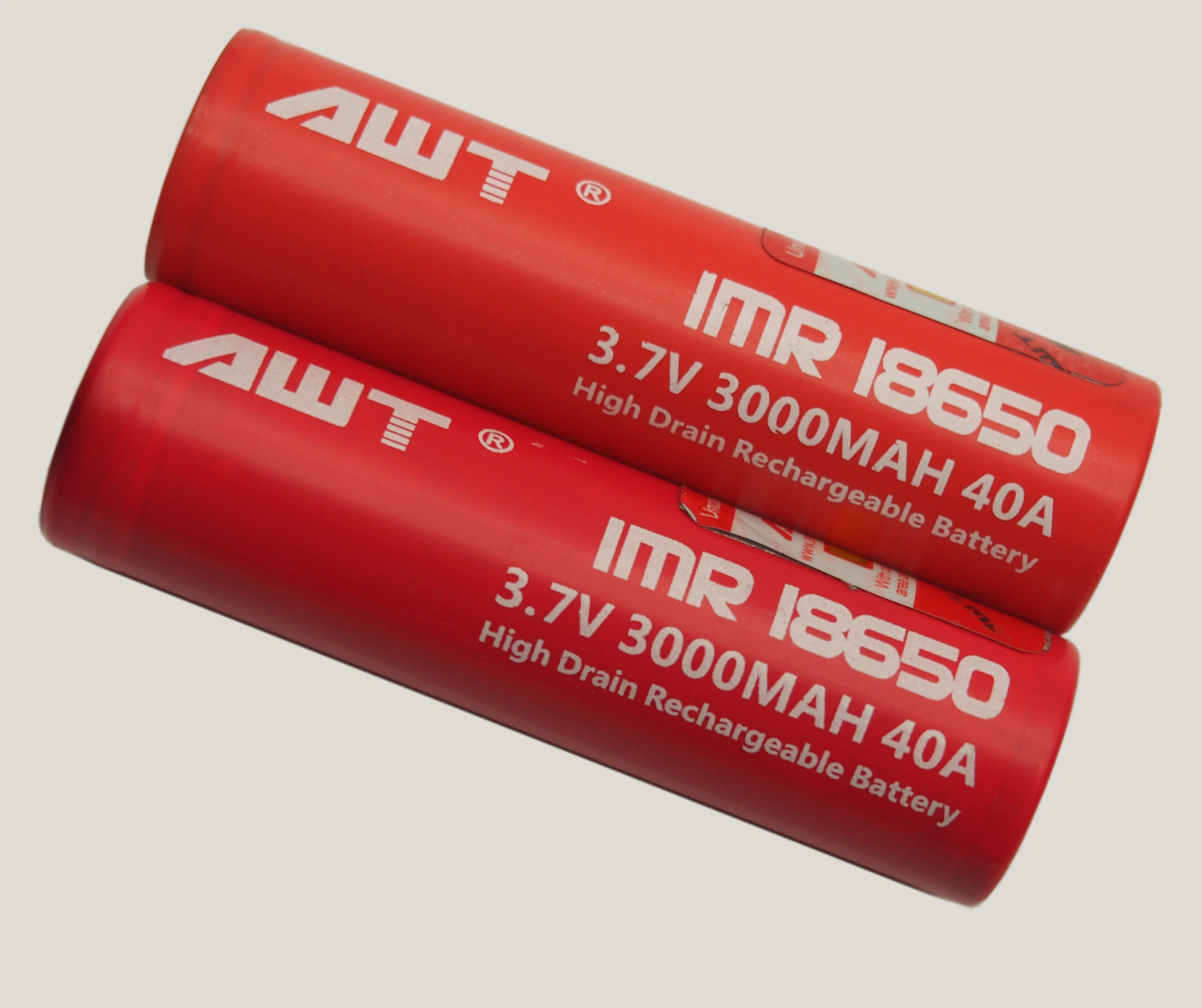 High quality 18650 AWT 40A  3000 mAh li-ion red battery for wismec rx200 tool power