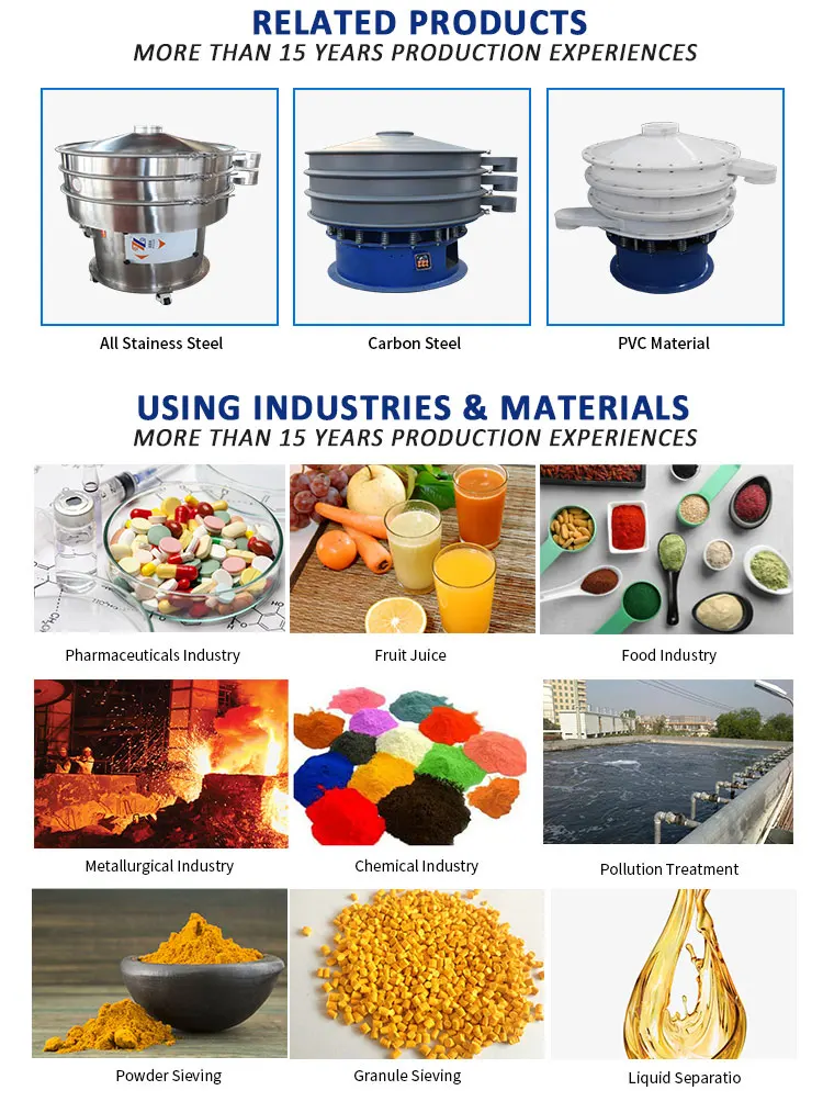 Diameter 1500mm stainless steel egg powder rotary vibrating screen