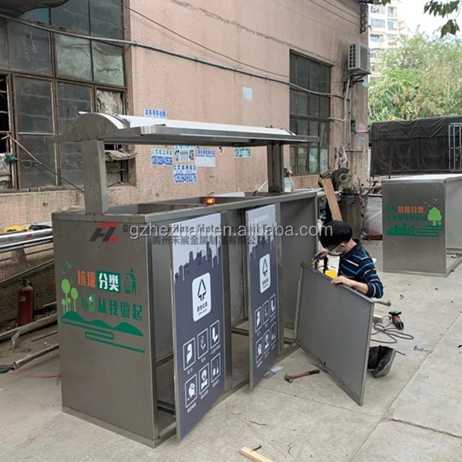 
Eco-friendly classification Metal out door public waste bin street outdoor recycle bin Customized 