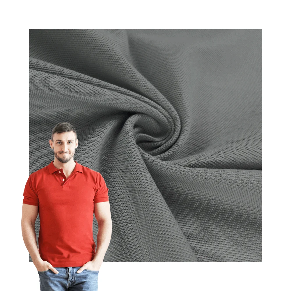 Made in China 220gsm 100 Cotton Two Fold Yarn Pique Fabric for Polo Shirts Workwear Polo Shirts