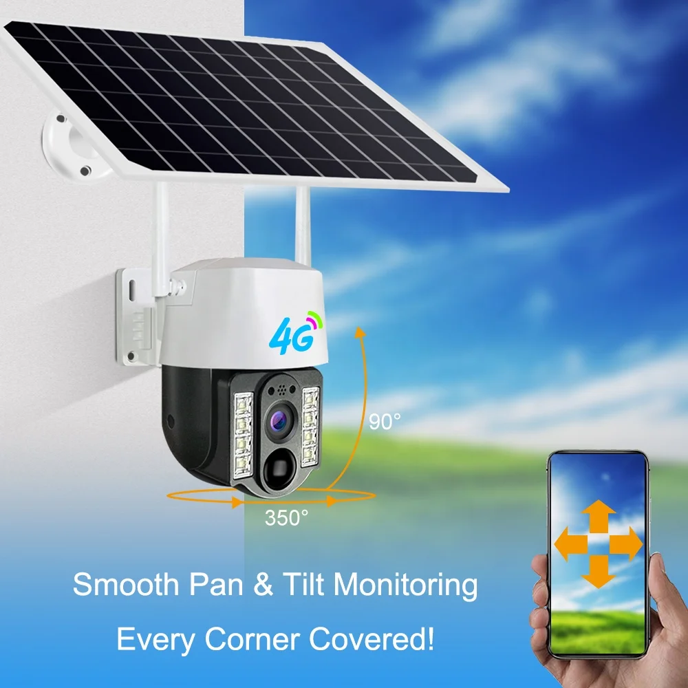 2023 Jortan OEM/ODM Cameras Outdoor 5V/12V IP66 CCTV Surveillance Multi-function Solar Panel Camera
