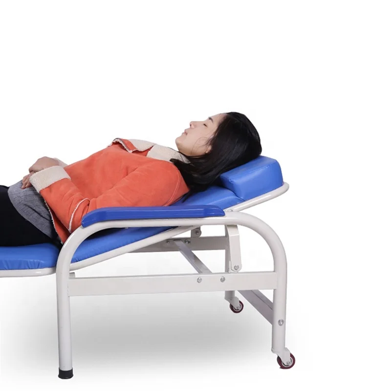 Multifunctional stainless steel hospital ward escort chair dual-purpose escort bed folding escort chair