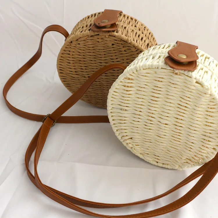 Ladies rattan crossbody bag-handmade wicker woven wallet handbag round straw cosmetic bag bohemian bag Bali