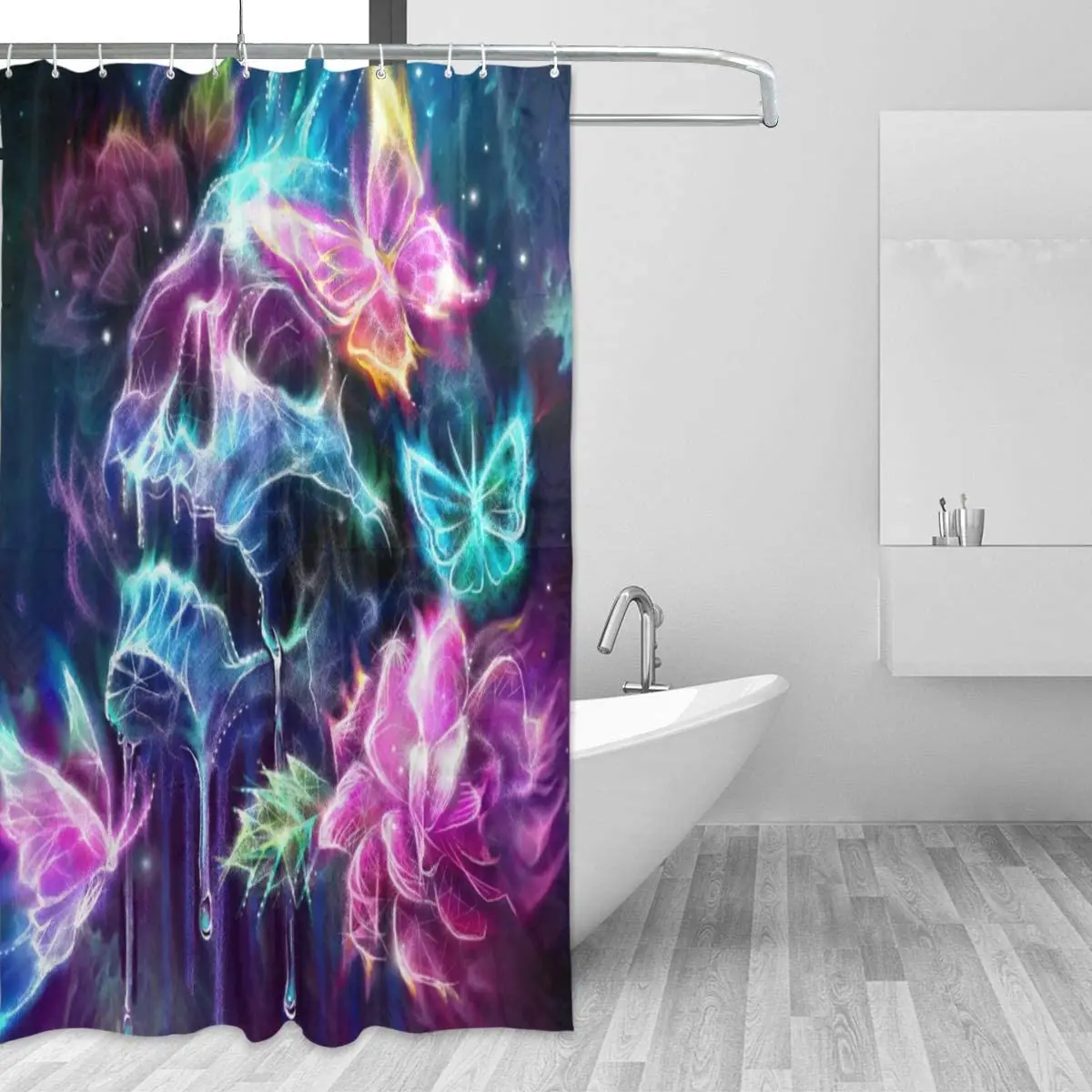 
Shower Curtain for Bathroom Heart Black Cloth Fabric Curtain Bathroom Decor Set with Hooks 