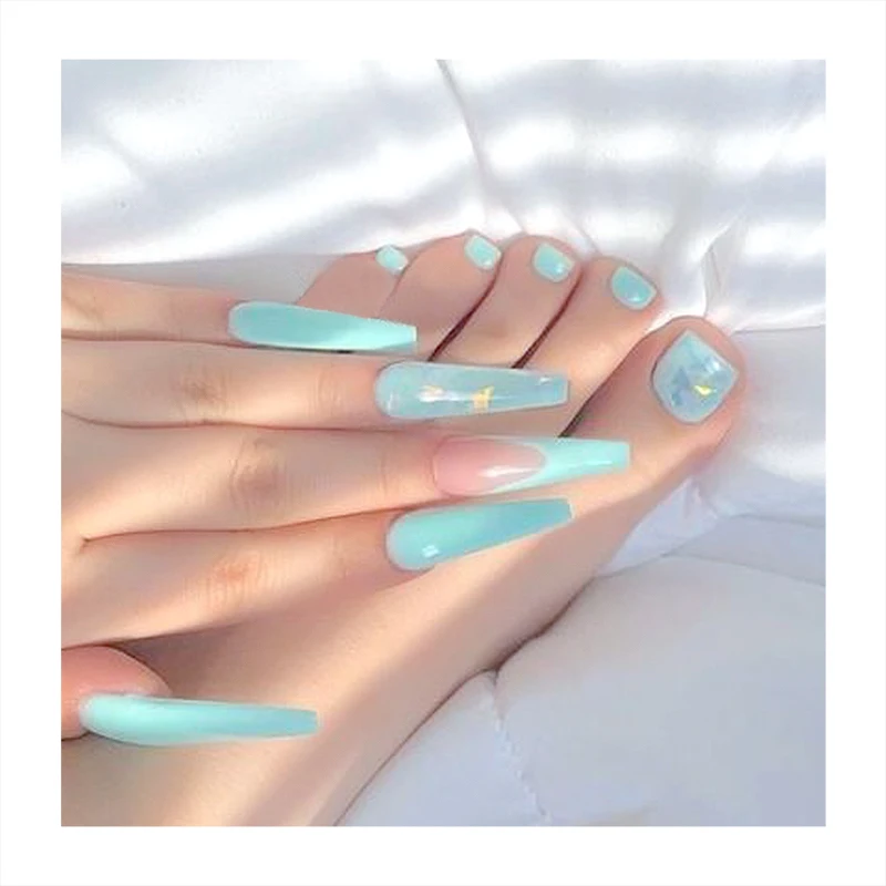 New Custom Private Label Long Coffin Nails Supply Wholesale Nude Tips Paint Black Red Color Decorative Acrylic OEM Fake Nails