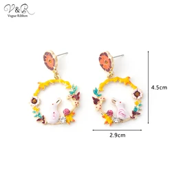 V&R Fashion Jewelry Colorful Cute Enamel Flower Mushroom Drop Earrings for Women