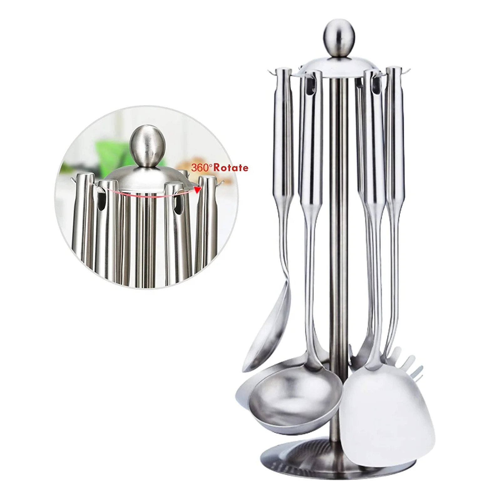 
Stainless Steel 304 Cooking Utensil Set - 7 Pcs Cooking Utensils,Non-rusting and Non-deforming Metal Kitchenware 
