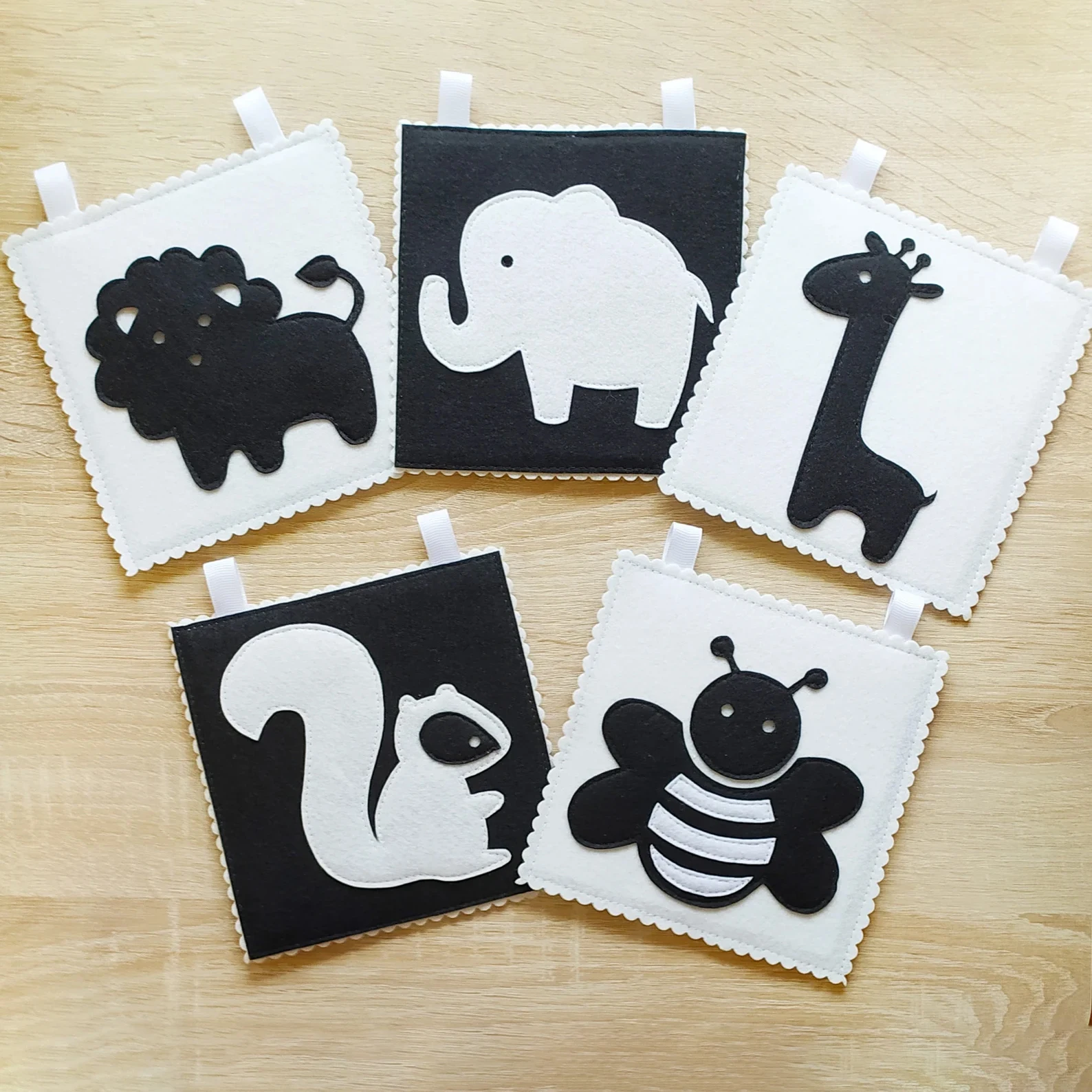 Contrast Black And White Felt Baby Card Felt Newborn Book Page