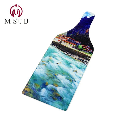 
Bottle shape sublimation glass cutting board cheap price tempered glass Christmas custom printed 