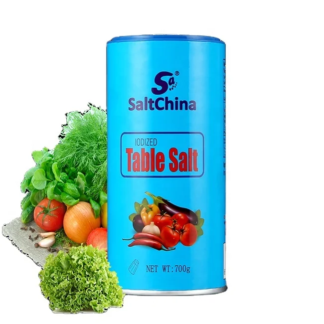 High purity Table salt with ajustable shaker Iodized salt 700g ,500g  in paper box  Low sodium salt OEM