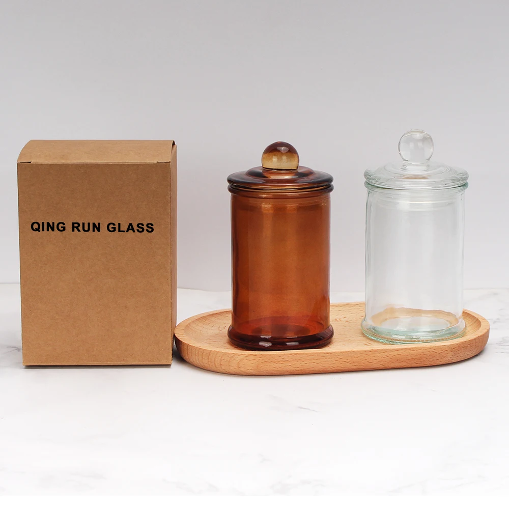 Classic 8oz Thick Glass Jars with Metal Lids Crystal Votive Candle Stick Holders Clear Round Candle Making Jars