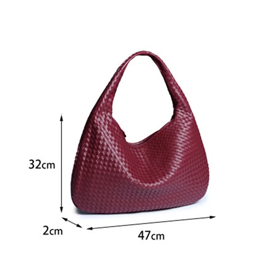 2024 new fashion large capacity handbag Custom Weave Vegan Leather Shoulder Hobo Bag For Women Woven Underarm Bags tote bag