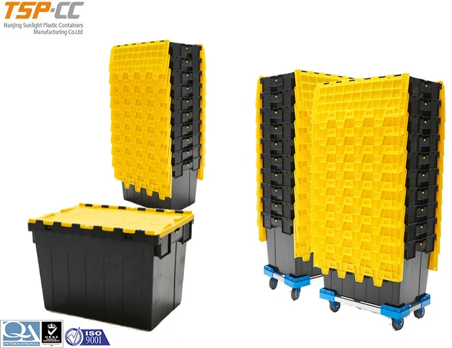 Пластиковые коробки-тоуты, пластиковый контейнер, прикрепленная крышка