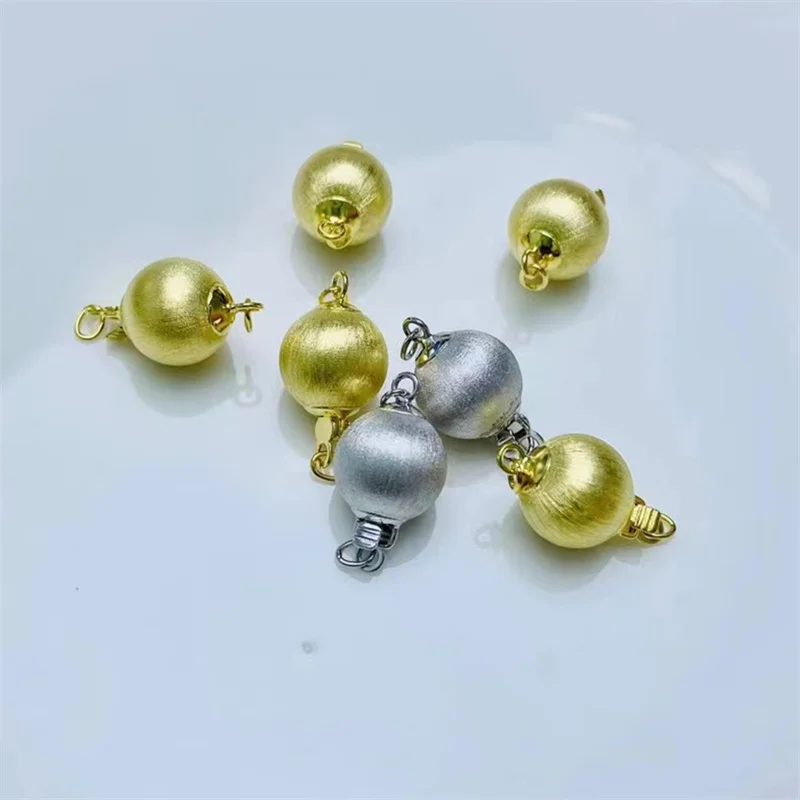 9-10 mm necklace bracelet making gold plated 925 matte sterling silver ball round clasp connector