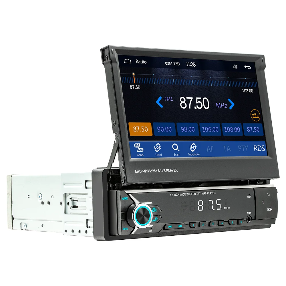 Single 1 Din Universal 7 Inch Capacitive Touch Screen navigation system for car With Carplay And Android Auto