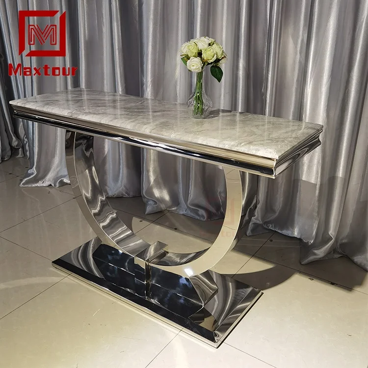 European modern console table stainless steel living room furniture glass/marble top tables