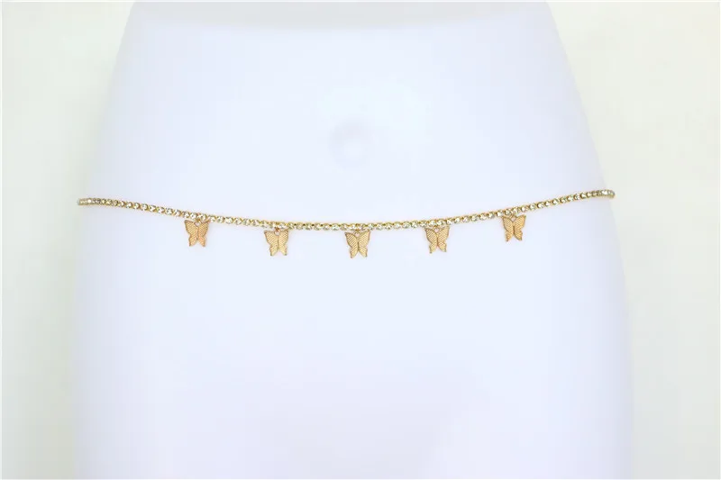 Модная индивидуальная цепочка на талию со стразами, подвеска в виде бабочки с кристаллами, женское украшение на талию, Однорядная цепочка на талию со стразами