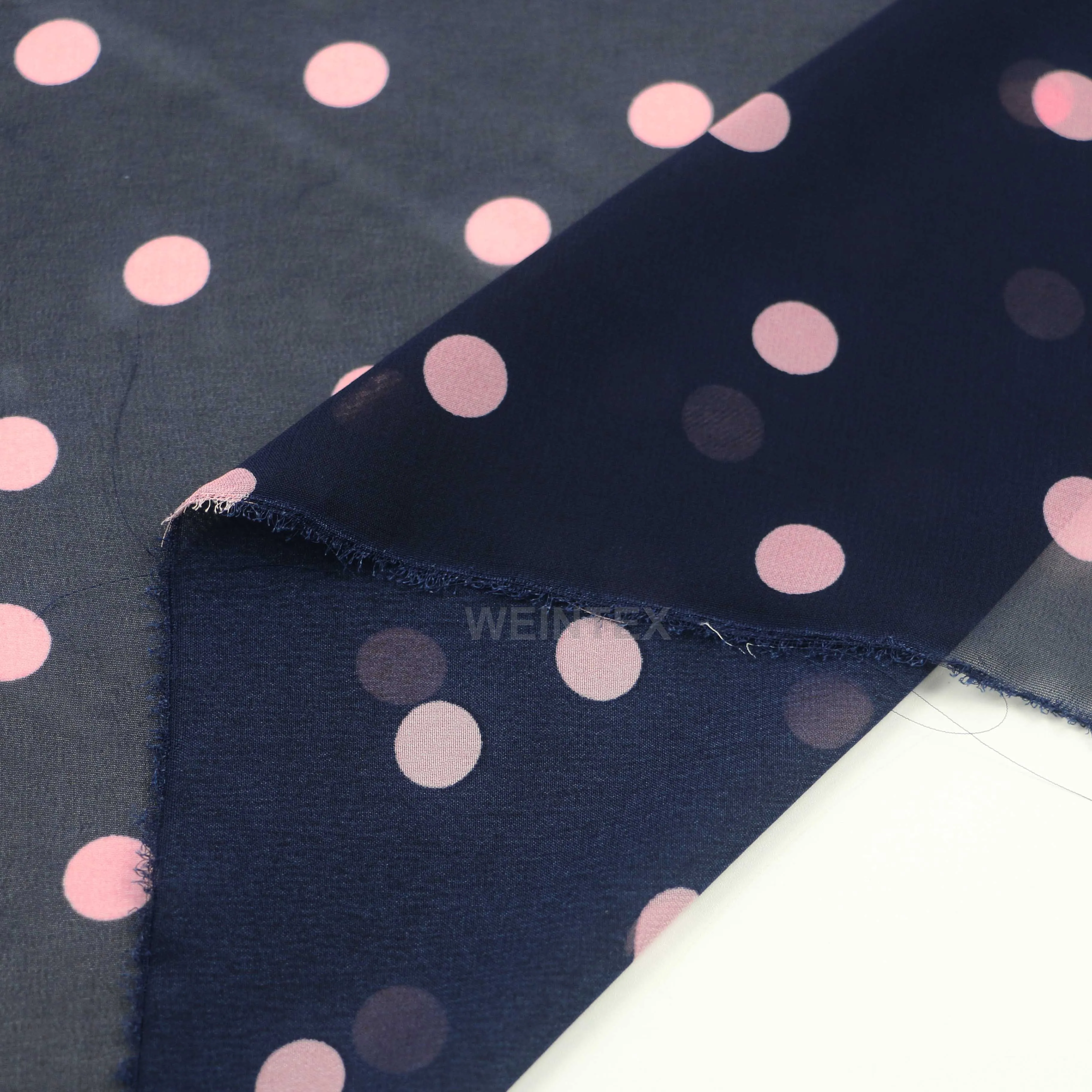 WI-A07 Wholesale high quality fashion polyester 1cm polka dot swiss chiffon fabric price per meter for clothing