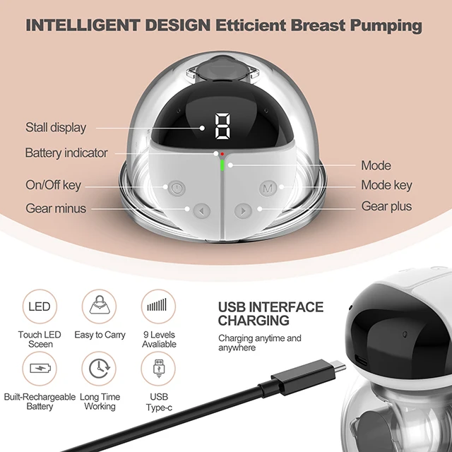 Huabao OEM silicone breast pump 1200mah wearable breast pump wireless hands free breast pump