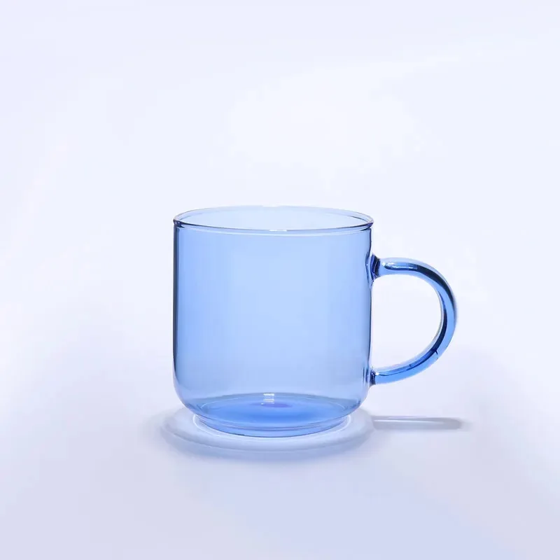 Cherry Blossom Cup Coffee Mug Home Use Glass Cup With Handle Manufacture New Design Single Wall Colored Borosilicate Glass Mugs