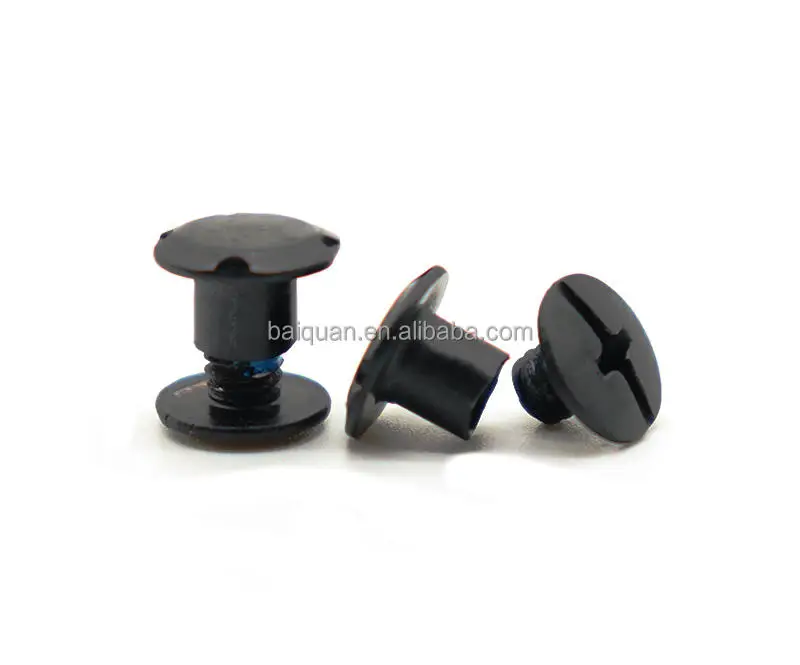Matt Black With Nylon Patch Pf Head Round Head Stock Supply 5Mm Long Black Metal Binding Chicago Screws For Menu And Books