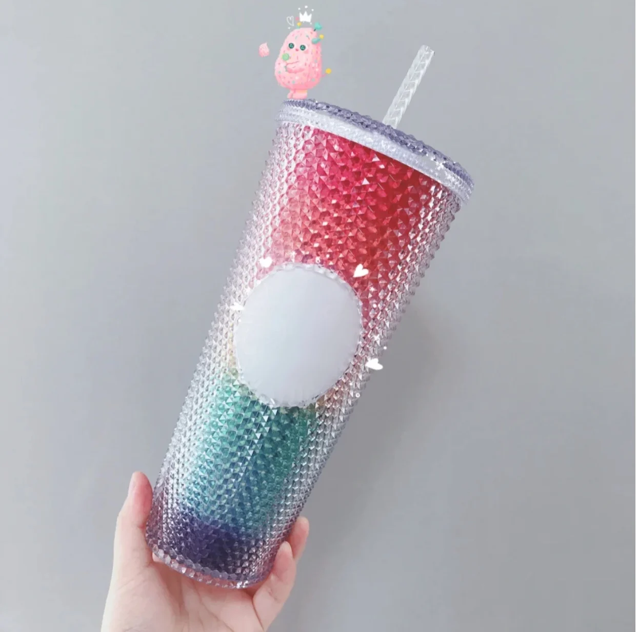 2023 Sell Well Plastic Studded Tumbler Accept Custom Reusable Double Wall Cold Color Changing Cup With lid and straw