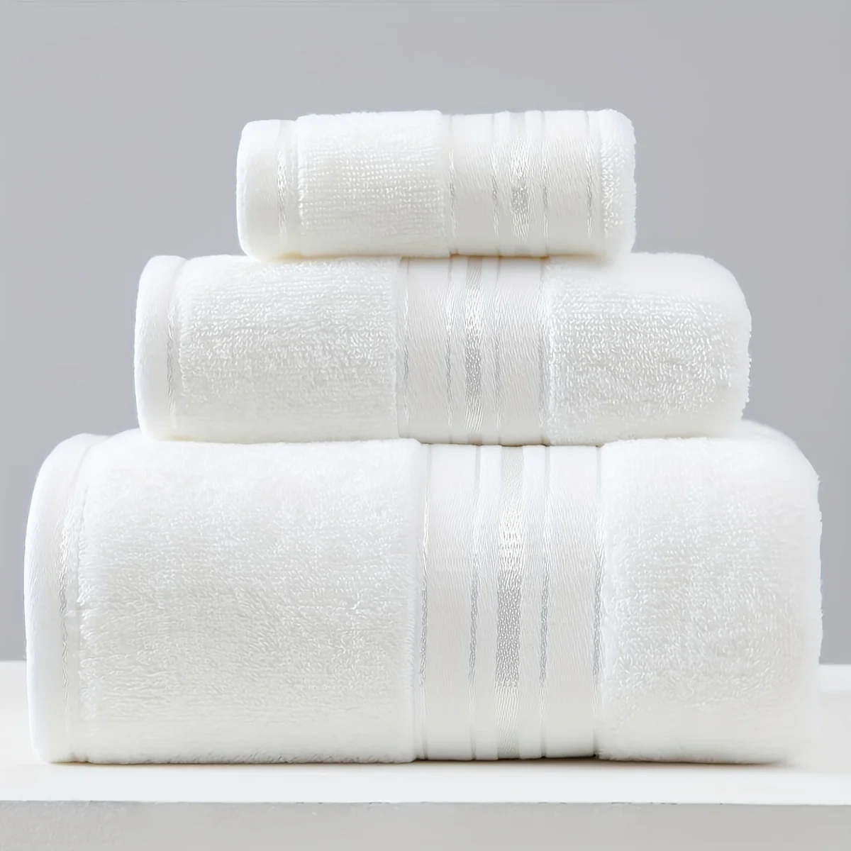 3pcs Cotton Towel Set 1 Washcloth & 1 Hand Towel & 1 Bath Towel Absorbent & Quick-drying Showering Set Super Soft  Skin-friendly